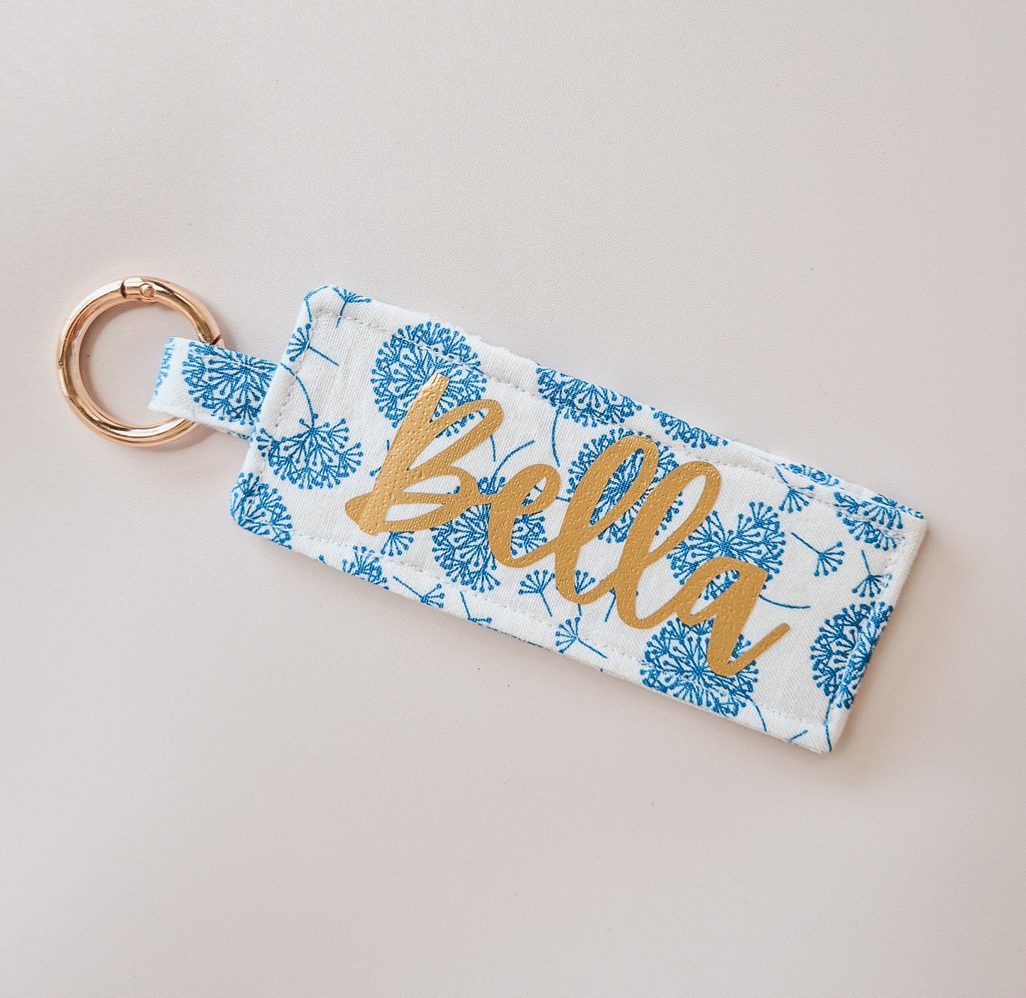Personalised lip balm holder keyring
