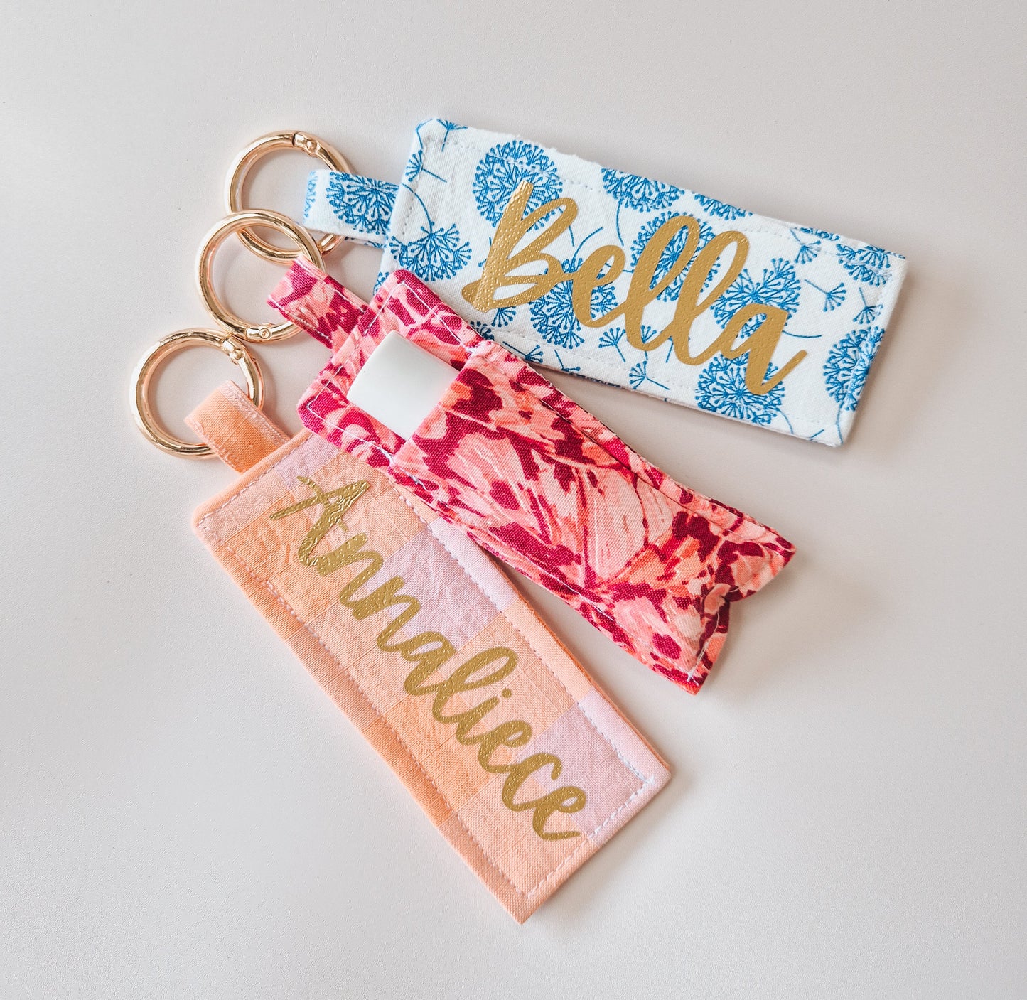 Personalised lip balm holder keyring